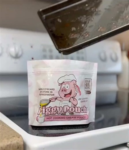 Oh sheet! Pour grease from the sheet! #piggypouch #cooktips #greasedisposal #lifehacks