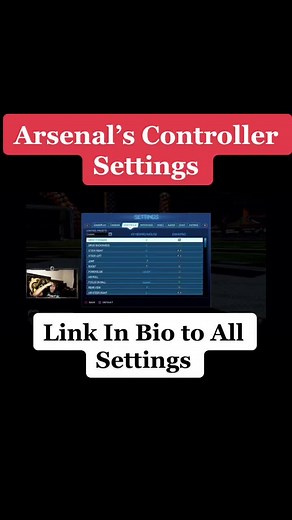 Arsenal's Controller Settings for Rocket League