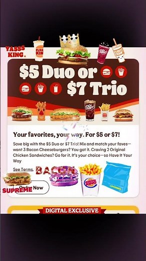 Burger King $5 Duo and $7 Trio Deal
