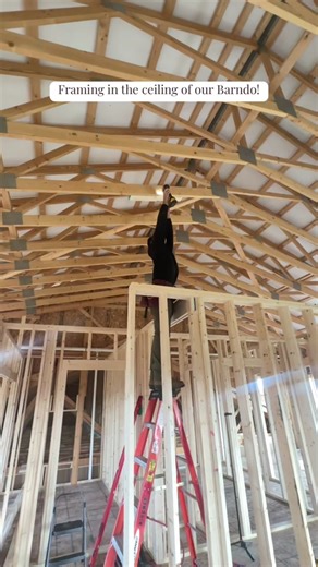 Framing the Ceiling in Our Barndominium Progress