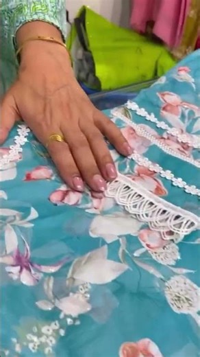 Printed kurti design with lace | Homemade stitching ideas