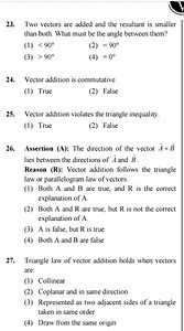 Vector and Vector Addition QuestionsTwo vectors are added and... | Filo
