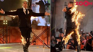 Akshay Kumar performs a fire stunt on the ramp at launch of his web series