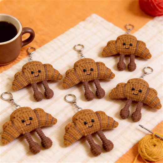 Crochet Croissant Keychain Charm Pattern (PDF), Beginner Friendly Amigurumi Guide - Etsy