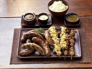 Sausage Medley with Mushroom and Onion Kabobs | Pork Recipes | Weber Grills