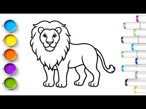 How to paint a lion for kids: Colour animal lion | Easy cute lion Painting for Kids