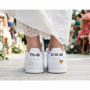 Lot de 4 Stickers Chaussures Mariage Personnalisés | Vinyle MAT | Baskets ou Talons | Modèle Mariée, Marié ou Votre Texte |Déco Mariage Chic - Etsy France