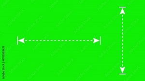 2d measurement arrows animation with dotted lines on green screen vertical and horizontal scale indicator motion graphics for dimensions.
