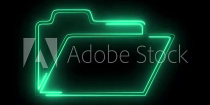 Neon Animated of folder sign icon. Symbol of storage icon