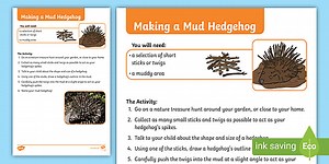 Making a Mud Hedgehog Worksheet