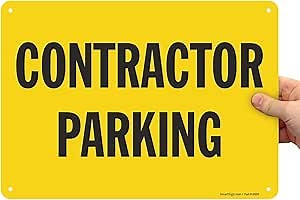 SmartSign "Contractor Parking" Construction Area Sign | 10" x 14" Plastic
