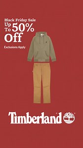 The sale you've been waiting for. Up to 50% off sitewide. Shop the Timberland Black Friday Sale. Exclusions Apply. | Timberland