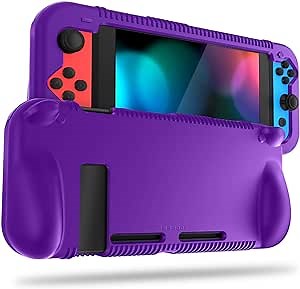 FINTIE Silicone Case Compatible with Nintendo Switch - Soft [Anti-Slip] [Shock Proof] Protective Cover with Ergonomic Grip Design, Drop Protection Grip Case (Purple)