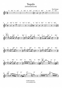 Tequila (Advanced Level, Tenor Sax) (The Champs) - Saxophone Sheet Music