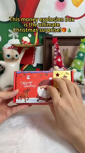This is the coolest Christmas gift ever. These Gift Explosion boxes are amazing. And the setup is so simple. All you do is place a Bill and then place a box on top of it, and then you stack them up. And then once you have all of your bills stacked up, then you place it all in the box and then shut the lid of the box. And then to make it a little more fun, it comes with this little snowflake confetti that you can throw in. So when all the money goes everywhere, the confetti goes with it. Now all