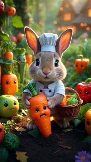 Chef Rabbit vs Carrots 🥕🐰 | Emotional & Village Kitchen Story 🤯🔥 #rabbit #shorts #animation #viral”