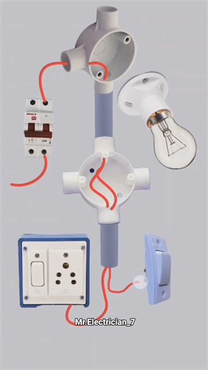 1 Bulb 1 Switch Wiring Point In Home..💡⚡🔌#housewiring#wiring#electricalindia#homewiring#shorts#viral