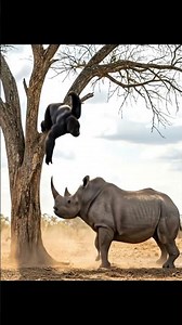 Rhino Messed With the Wrong Gorilla 😤 #animals #wildlife