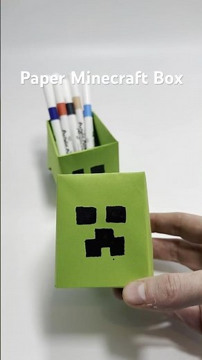 I made a Minecraft Creeper origami box and it actually works! #shorts #papercrafts #origami #crafts