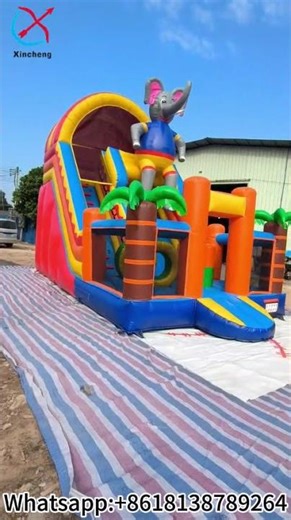 Elephant Bounce House Fun Slide Obstacle