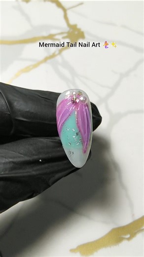 Mermaid Tail Nail Art 🧜‍♀️✨ | Beach Inspired Nail Design#shorts