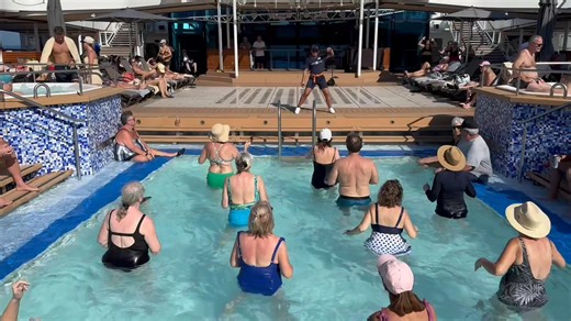 The lively Aquadance exercises kept participants limber! | Cruise Ships
