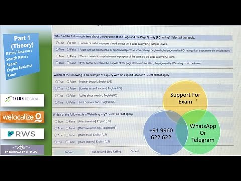 Exam Support: Telus Assessor/ Rater Exam Welocalize Search Rater, RWS Project Callisto Part 1
