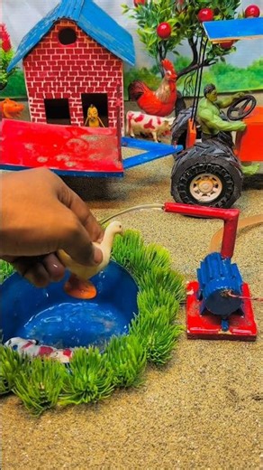 mini tractor video mini duck wash with water pump. # 52 #ytshorts #minitractor #cartoon