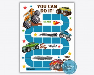 Monster Truck Reward Chart, Printable Reward Chart Kids, Potty Training Chart, Boys Behavior Chart, Goal Tracker, Chore Chart Boy, Download - Etsy