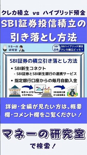 SBI証券のNISA(つみたて投資枠)の積立でおすすめの引き落とし方法は？ #マネーの研究室 #sbi証券 #nisa
