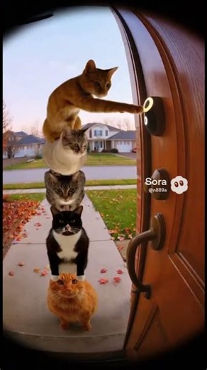 Cats Pranks Doorbell - Hilarious Doorbell caught on Camera 😂 #shorts #tabbycat #trap #MrTabbyTales