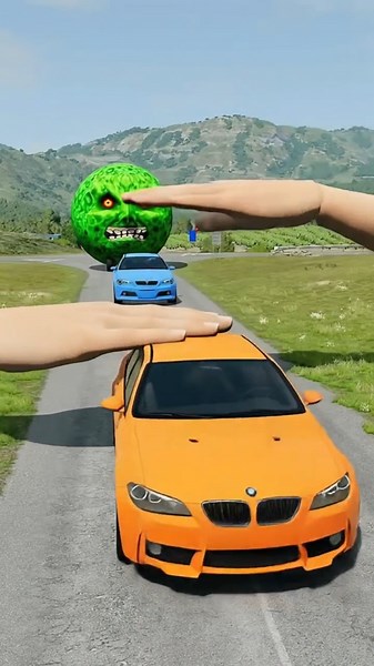 Big & Small Cars vs Giant Hand Slap in the game Universal things ai