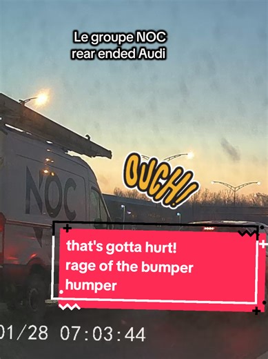 this is why you don't driver on the bumper of others. Le groupe NOC driver rear ended a Audi this morning in Hwy 13 ouest in Laval. #bumperhumper #laval #NOC #audi #caraccident