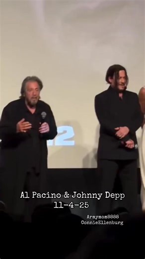 Connie Ellenburg on Instagram: "Johnny Depp & Al Pacino in LA last night at the premiere of ‘Modi’ 🥀 11-5-25 (Vid made by Armymom8888) Connie Ellenburg #alpacino #JohnnyDepp #depp #johnnydeppmodi #johnnydeppdirector #johnnydeppismyhero #johnnydeppedit #modi #Depp #depphead #JohnnyDeppIsALegend #deppheads #alpacino #armymom8888 #ConnieEllenburg"