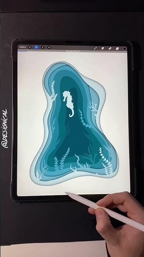 Drawing Ocean illustration on iPad