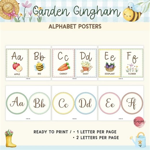 Garden Gingham Alphabet Posters – Classroom Decor Preview