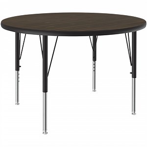 Correll 36" Round Walnut 19" - 29" Adjustable Height Thermal-Fused Laminate Top Activity Table