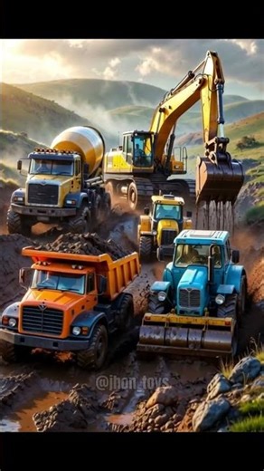 Bus Sekolah, Excavator, Truk Molen, Bulldozer, Ambulan, Damkar, #Truck #Kontruksi #Games #Jcb#Shorts