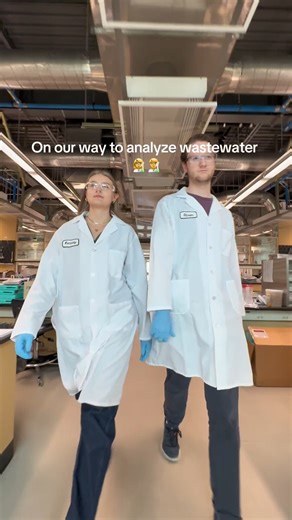 Gloves...check, safety glasses…check, lab coat…check! Our lab analysts gear up every day to monitor wastewater at our three treatment plants. They help make sure the wastewater treatment process is doing its job — removing solids and nutrients and disinfecting water! Thanks to their expertise, we can feel confident as environmental stewards that the water we return to Puget Sound is clean and safe! Video description: Video pans up from the feet to the top of a man and woman wastewater lab analys