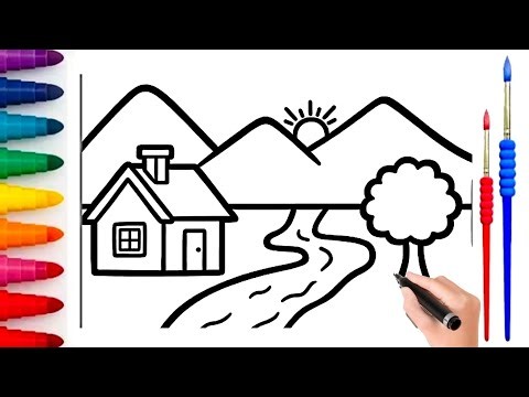 🌄 Nature Scenery Drawing for Kids & Toddlers 🌳 | Easy Landscape Drawing Step by Step for Beginners
