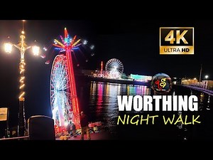 Worthing Seafront Night Walk | Exploring the holiday | West Sussex - England - UK