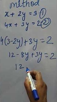 Solve by substitution method x+2y=3 4x+3y=2
