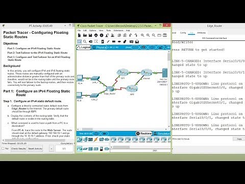 Packet Tracer - Configuring Floating Static Routes