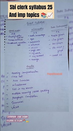 SBI clerk imp topics and syllabus 2025 #sbi #clerk #syllabus #bank #imptopic #quant #sbipo #sbiclerk