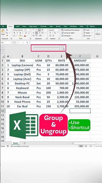 Quickly Group & Ungroup Rows or Columns in Excel. #excel