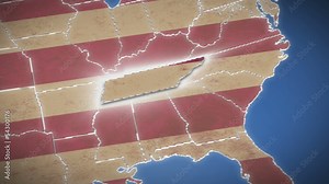 USA map, Tennessee pull out, all states available