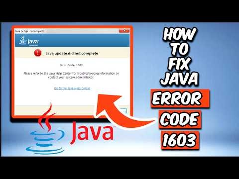 How To Fix Java Error Code 1603