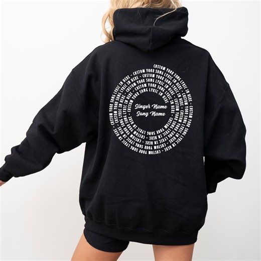 Song Lyric Hoodie, Personalized Music Quote Gift Sweatshirt, Custom Back Print Literary Words Quote Text Sweat - Etsy