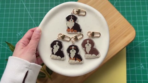 Brown Bernedoodle Keychain | Dog Bag Charm - Etsy