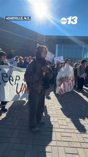 Dozens of UNC Asheville students took part in a walkout Friday, Jan. 16, to protest Millennial Campus development plans. Artist Spencer Beals, who helped organize the event, said the group would march to nearby off-campus woods, where he reinstalled an art display the university removed earlier this week. #avlnews #asheville #unca | WLOS ABC 13
